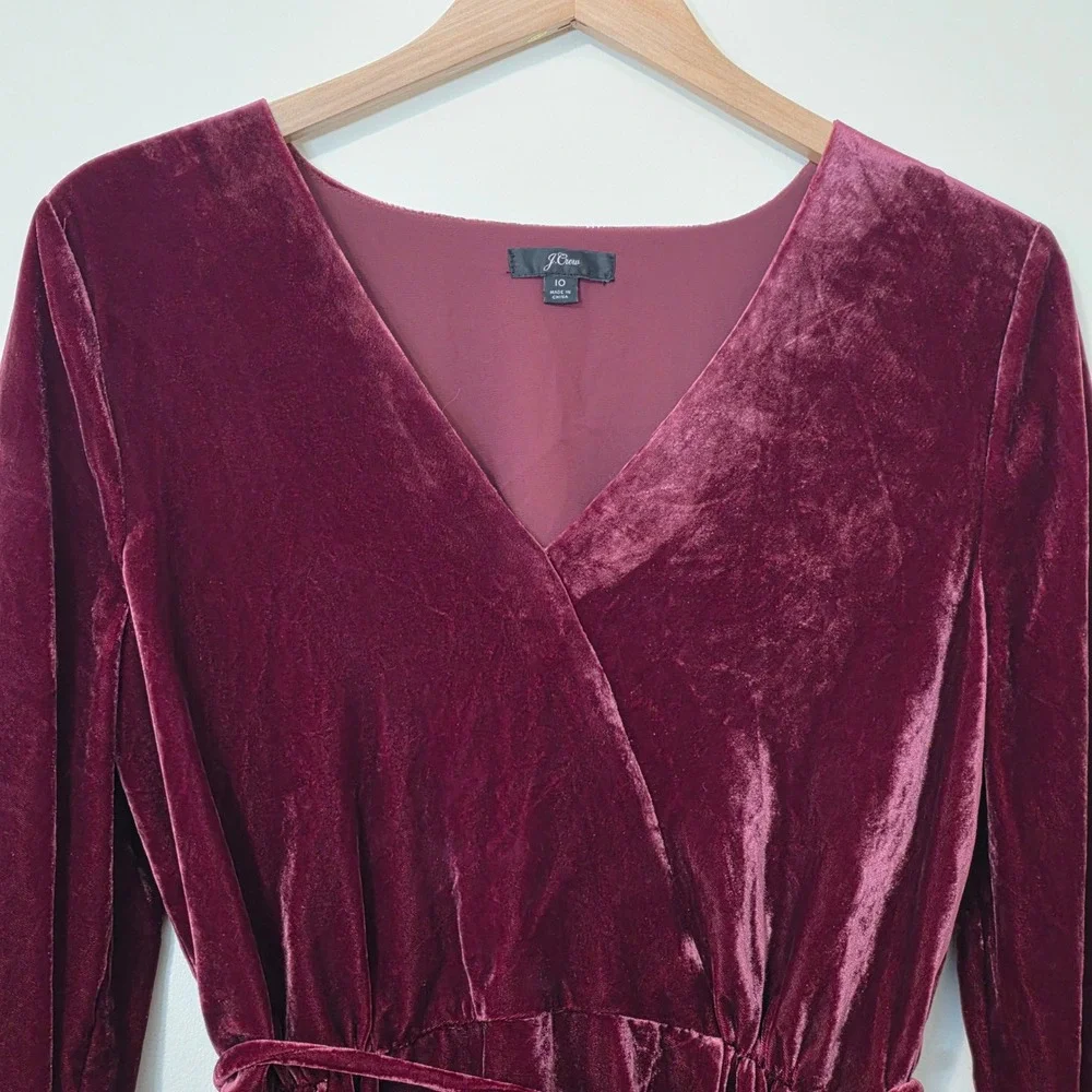 J Crew Velvet Faux Wrap Top Sz 10 Puff Sleeve Whimsigoth Office Blouse